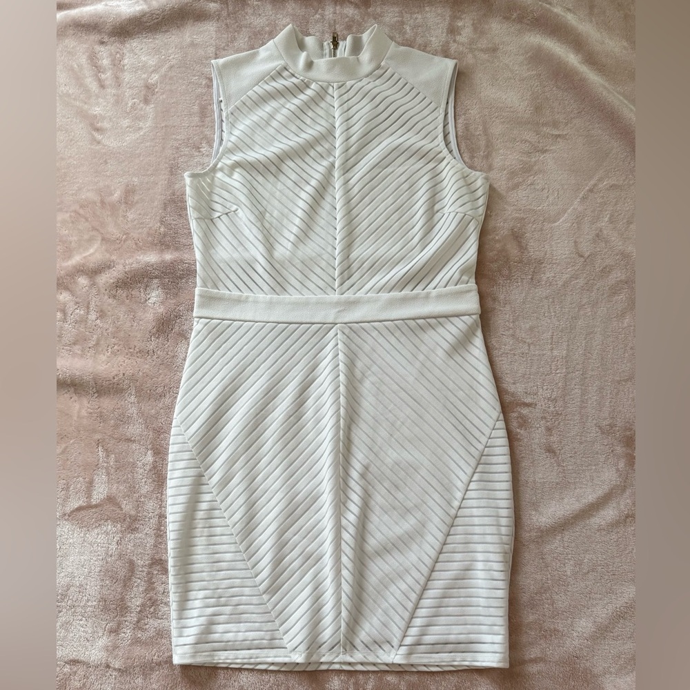 Guess White Venita Mesh Sleeveless Bodycon Dress - Size L